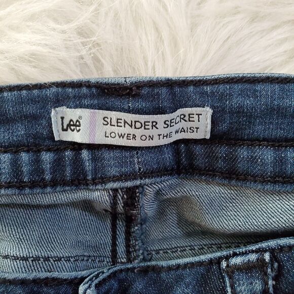 Lee Slender Secret Jeans Size 14S Velour Pockets Lower Waist Boot Cut Stretch - Picture 7 of 12